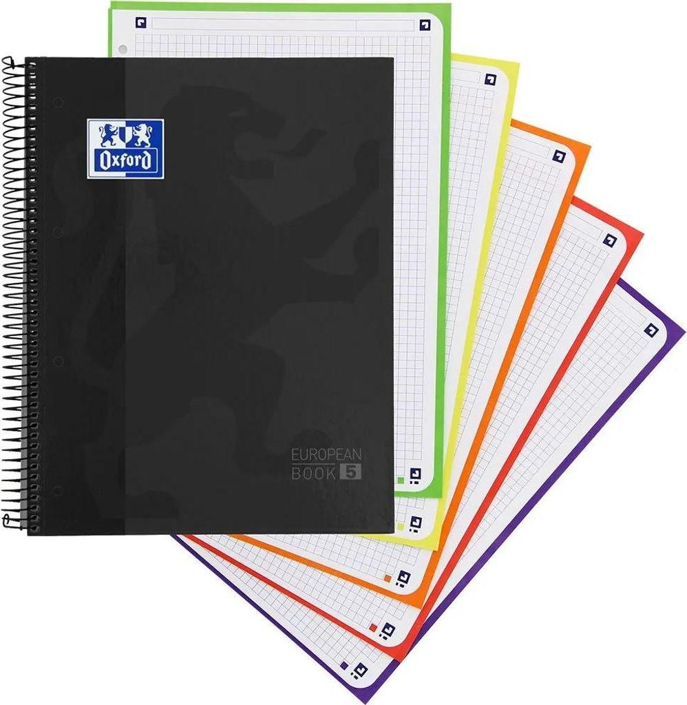 Oxford Hamelin A4+ Notizbuch 5x5 Kariert Extraharter Einband 120 Blatt 5 Farben Durchsichtig Durchsichtig One Size