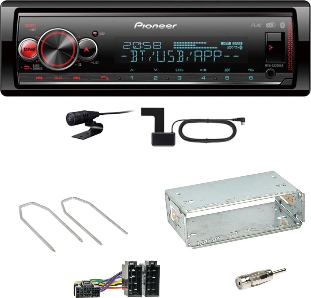 Pioneer MVH-S520DAB FLAC Digitalradio Einbauset für Dacia Logan Sandero bis 2011