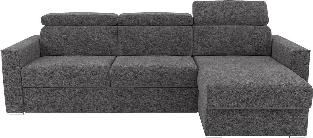 Eckschlafsofa in anthrazitfarbenem Chenille-Stoff - Liegefläche 160 cm - Matratze 18 cm VIZIR.