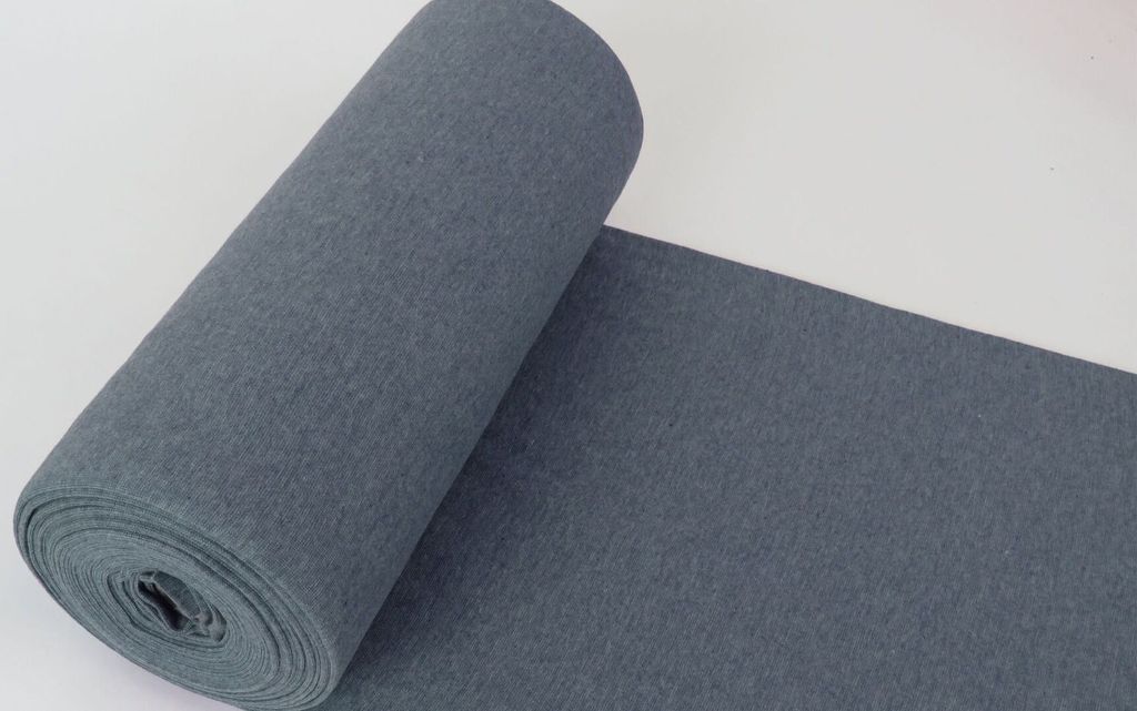 Bündchenstoff LUC Melange White Marine, Uni 270 g/m², Strickschlauch glatt/fein, 35 cm breit, 25 cm lang, Schlauch, Meterware