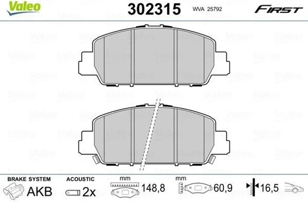 Plaquettes de frein Honda HR-V Valeo 302315 pour conduite urbaine et route