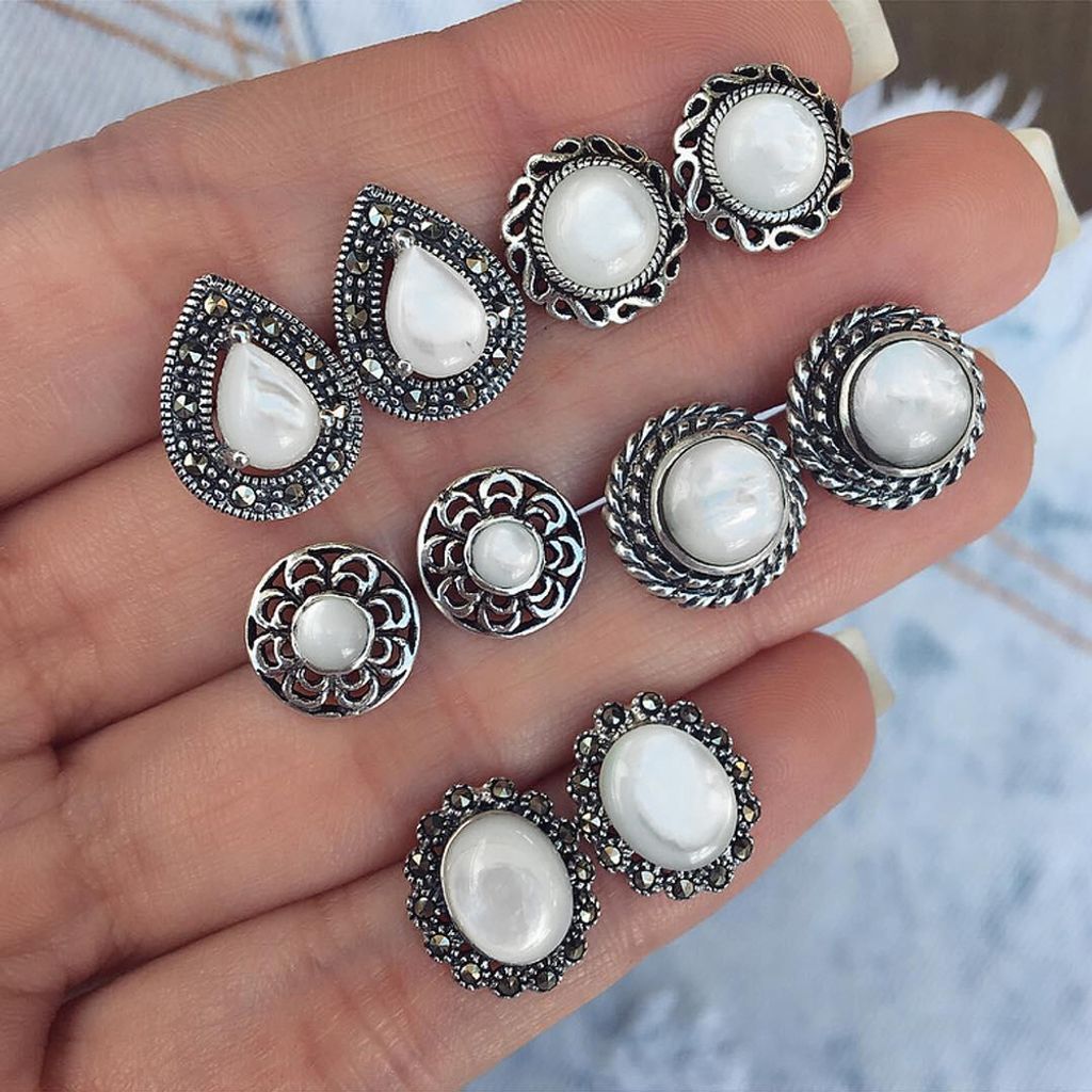 10 Stück Kieselsteine, Kopfsteinpflaster, Strass-Ohrstecker, Ohrringe für Damen und Mädchen, Party-Schmuck