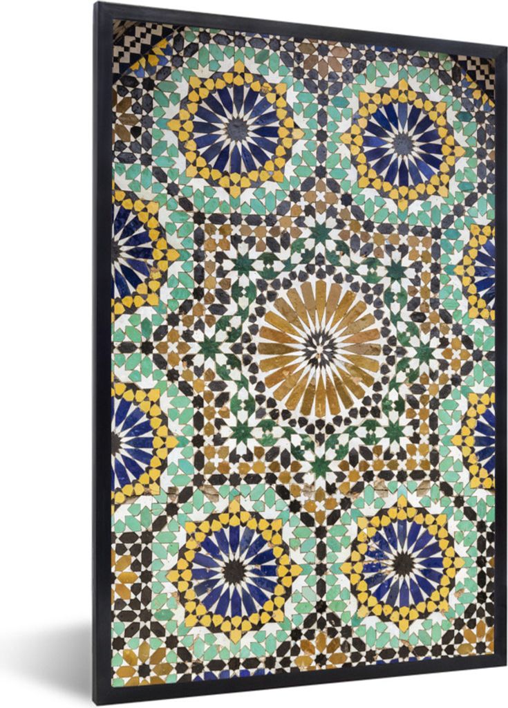 MuchoWow Gerahmtes Poster Eine Nahaufnahme eines marokkanischen Mosaiks 20x30 cm - Poster mit Schwarzem Bilderrahmen Wandposter Rahmen Foto Bilde...