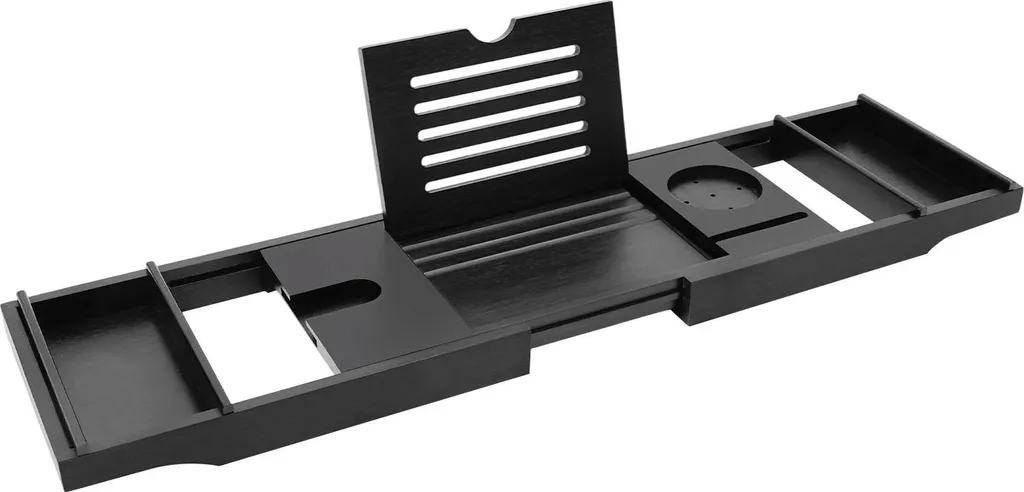 Mensola Vasca Bagno Estensibile Bambù Nero 75-111 cm - Robusta