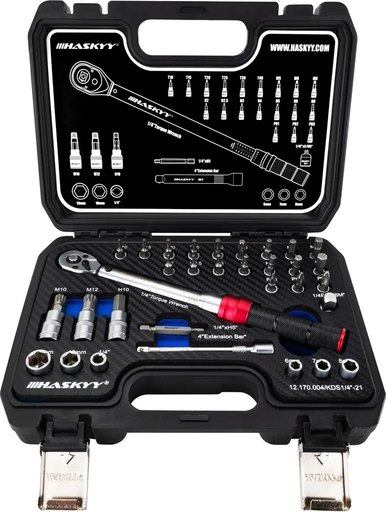 Coffret d'outillage vélo avec clé dynamométrique 1/4 pouce 32 éléments - 2