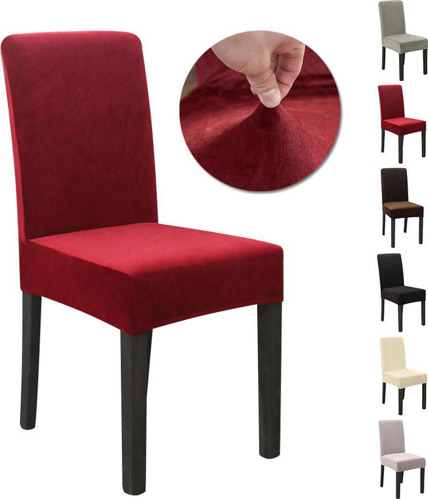 Stuhlhussen Verdickter Samt Stretch Hussen Für Stühle Weichem Esszimmer Stuhlbezug Hochzeit Home Party Stuhlüberzug Esszimmer-Sitzbezug Braun