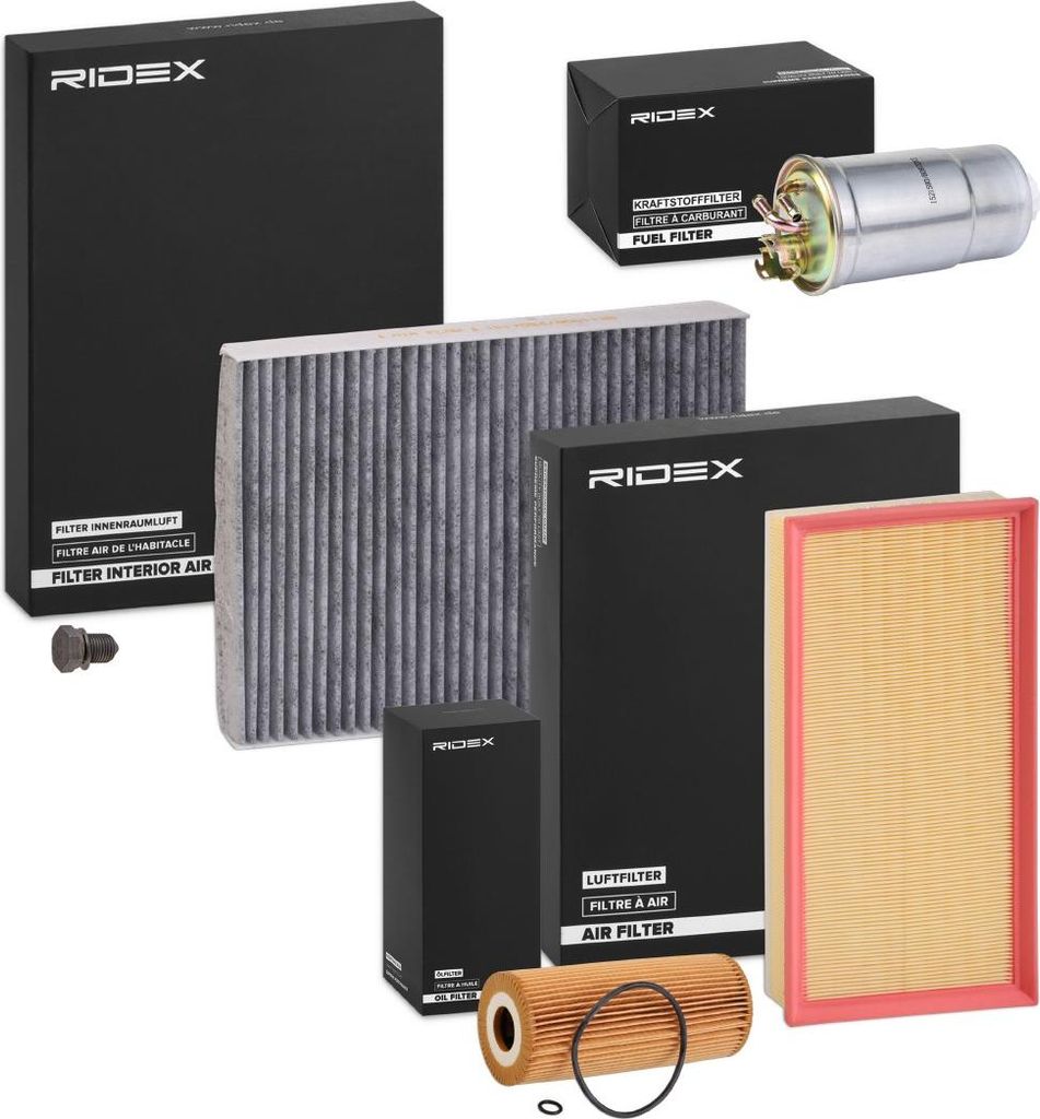 RIDEX Filterset Inspektionspaket Filtersatz für VW Golf IV Schrägheck (1J1) Golf IV Variant (1J5) Bora Limousine (1J2) Bora Variant (1J6) für AUDI