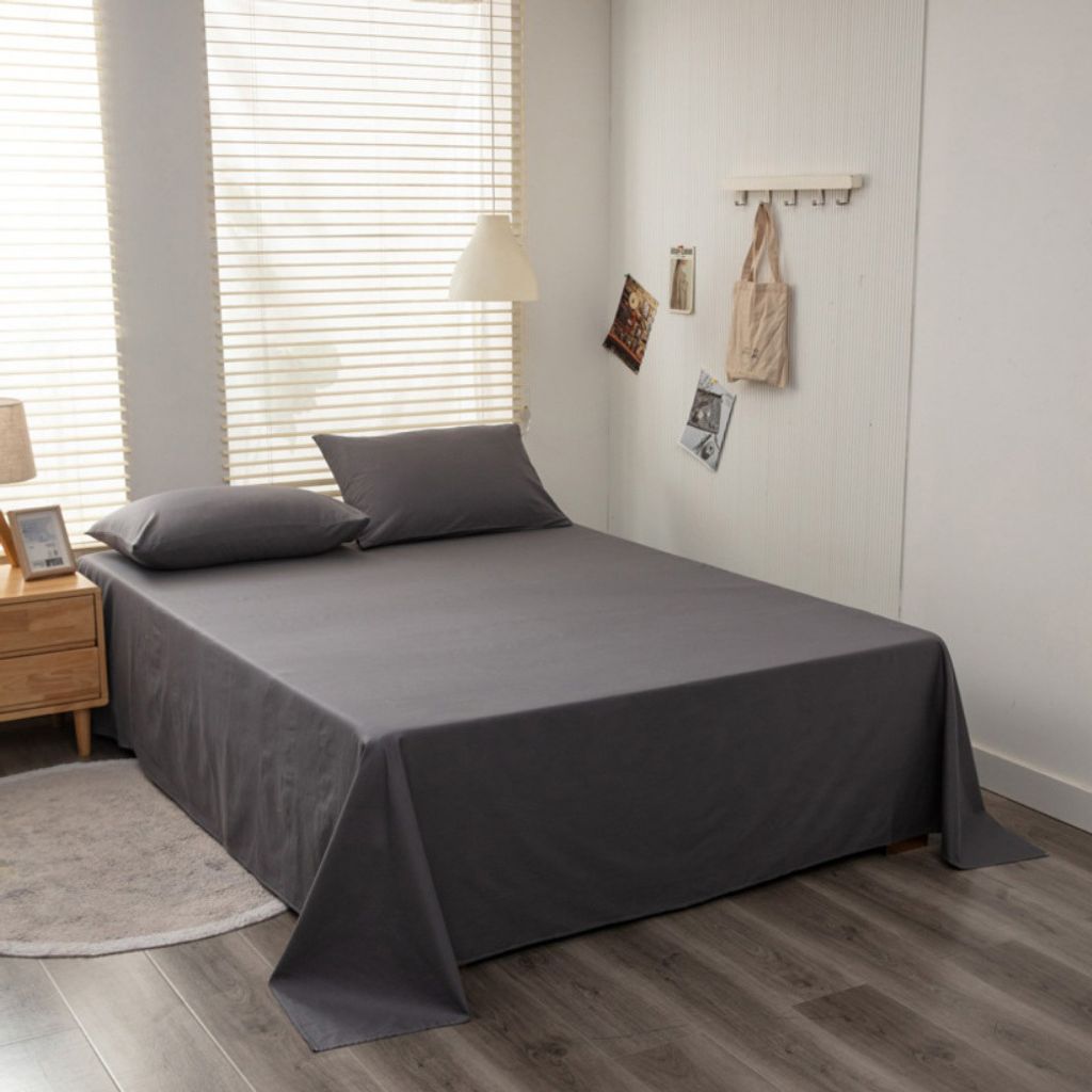 Baumwoll-Bettlaken In Voller Größe, Atmungsaktive Und Hautfreundliche Schlafbettlaken, Ohne Kissenbezüge (200x230cm, dunkelgrau)
