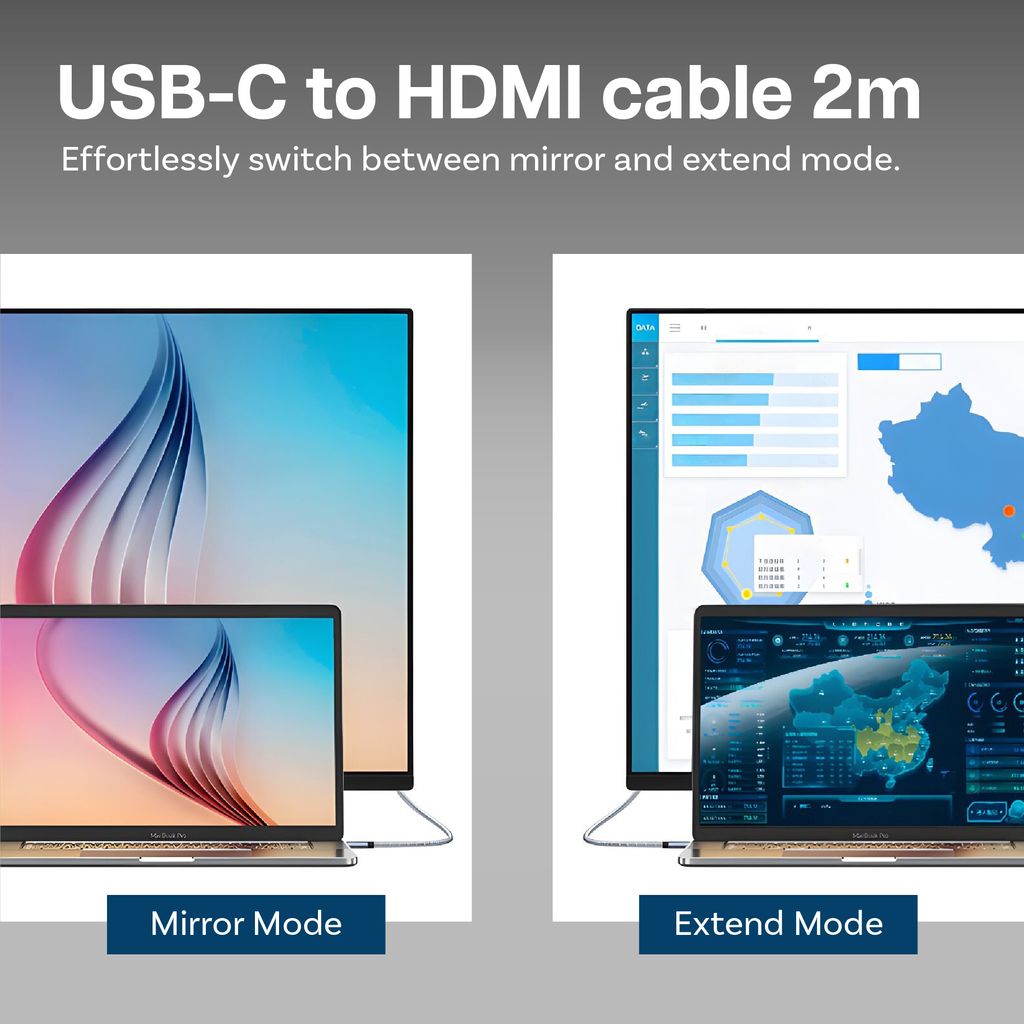 MMOBIEL USB-C zu HDMI Kabel 2 m - 4K@60Hz - Thunderbolt 3 Produktbild 2