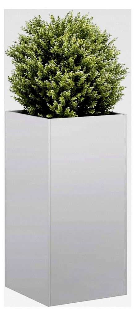 Blumenkasten, 40 x 40 x 80 cm, verzinkter Stahl, Hochbeet, Pflanzgefäß für Blumen, Sukkulenten, Terrasse, Balkon