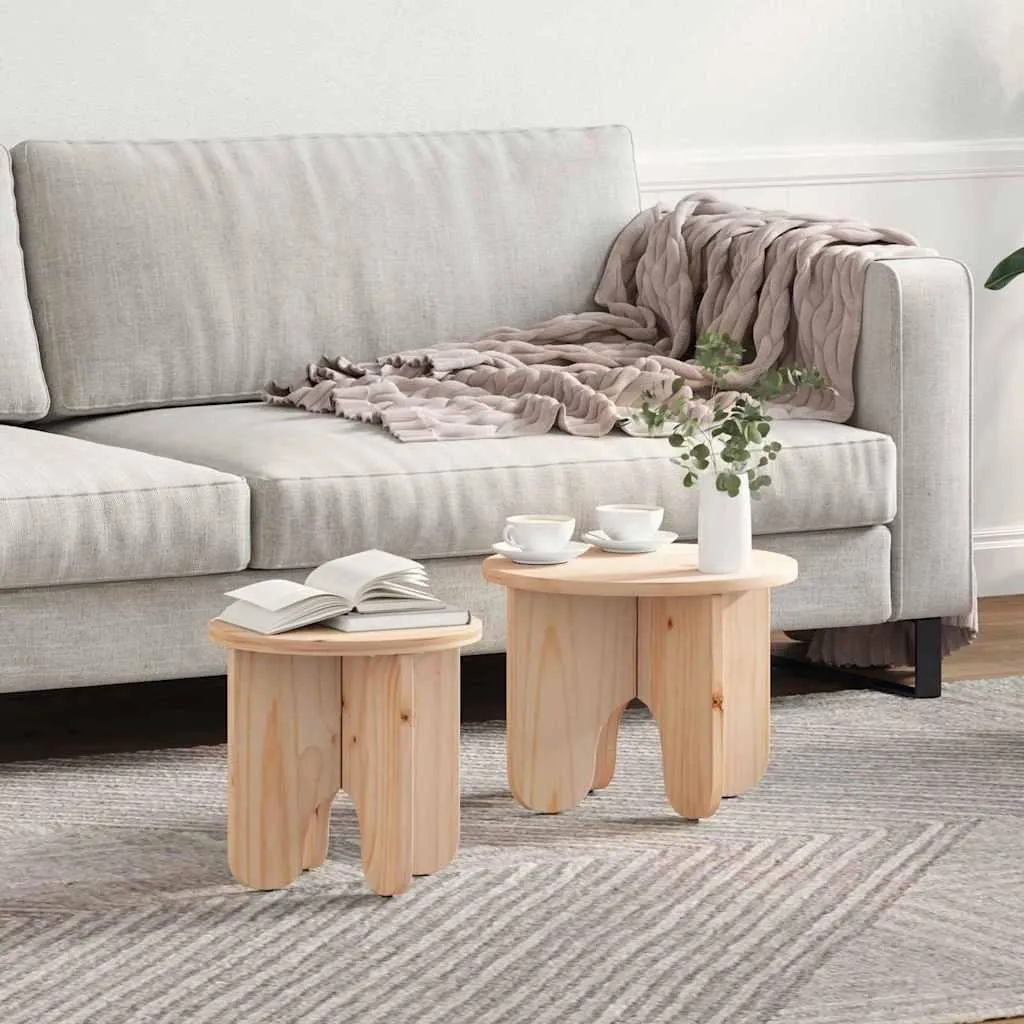 Best Möbel Tavolino 2 pezzi Legno Naturale 39,5x39,5 cm Cloris Massiccio