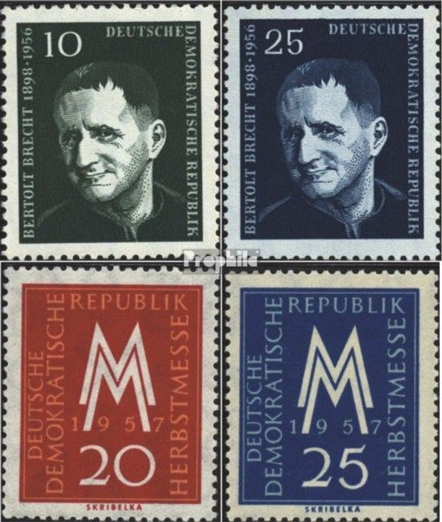 Briefmarken DDR 1957 Mi 593-594,596-597 (kompl.Ausg.) gestempelt 1.Todestag von Brecht