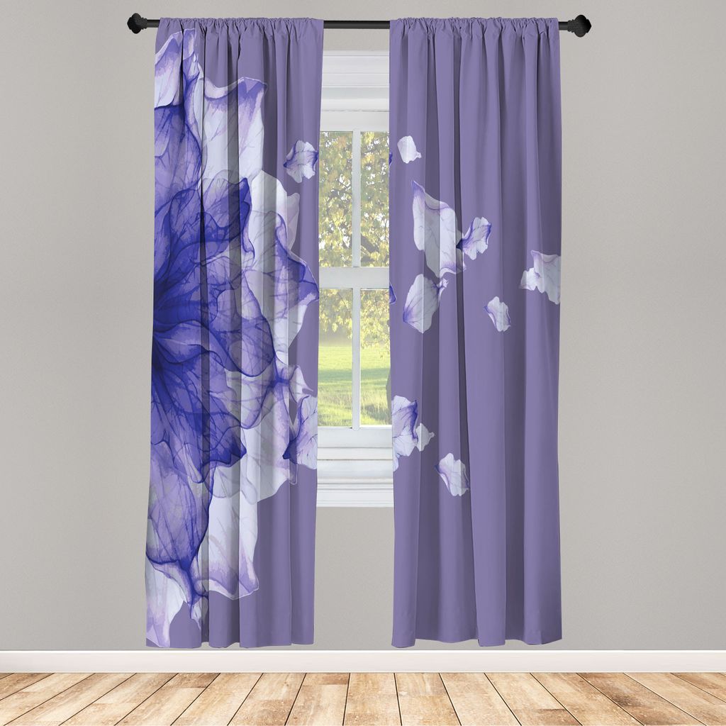 ABAKUHAUS Blume Vorhänge 2 Panel Set für Wohnzimmer Schlafzimmer Nachbildung, Abstrakt Themed Modern Futuristisches Bild Mit Wasser Wie Farbigen ...