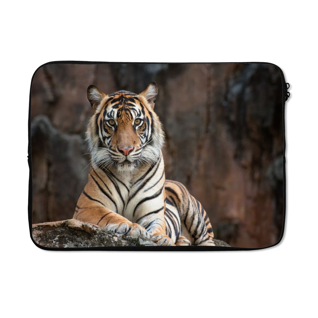 MuchoWow Laptop Hülle 14 ZollTiger - Felsen - Berge Laptoptasche - Laptoptasche - Stoßsicher - Schutzhaube