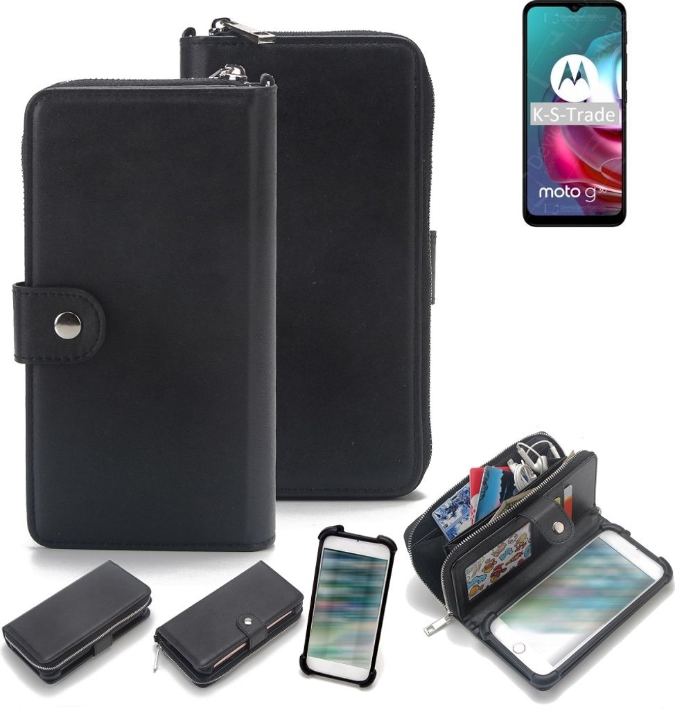 K-S-Trade 2in1 Handyhülle Schutzhülle kompatibel mit Motorola Moto G30 & Portemonnee Cover Handy Hülle Case Etui Geldbörse Wallet Bookstyle