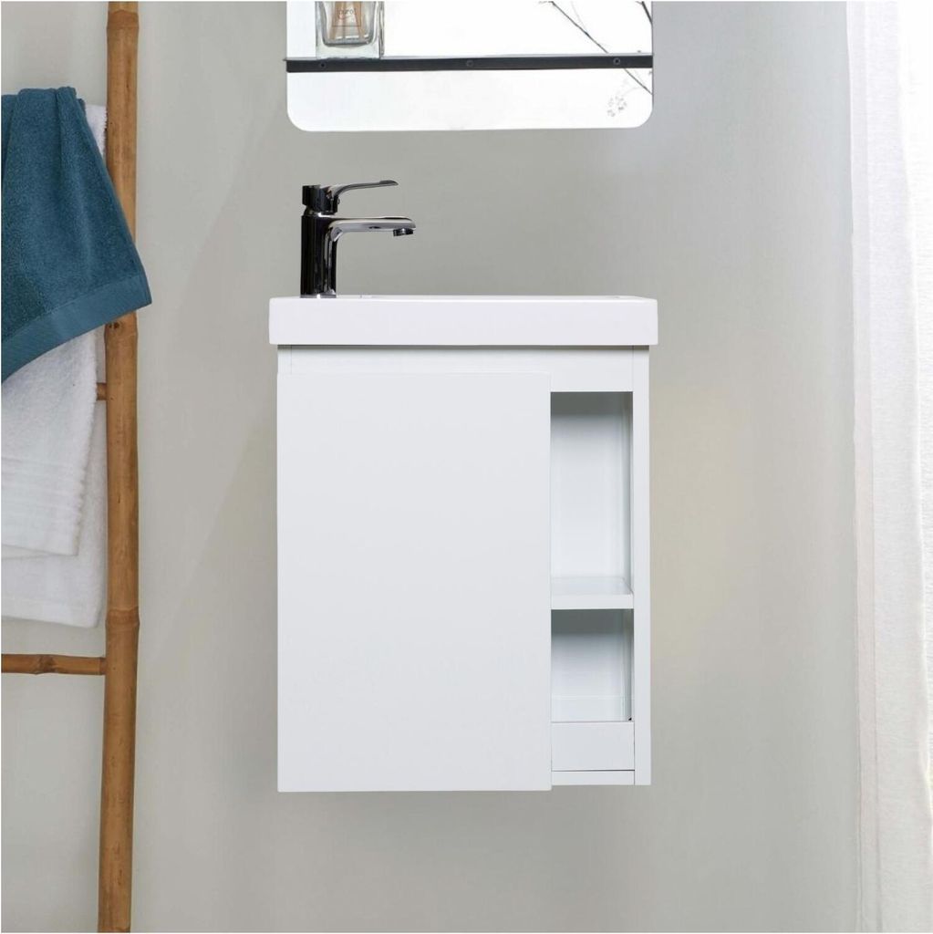 HAMPTON Handwaschbecken-Set mit seitlicher Ablage und Chromhahn