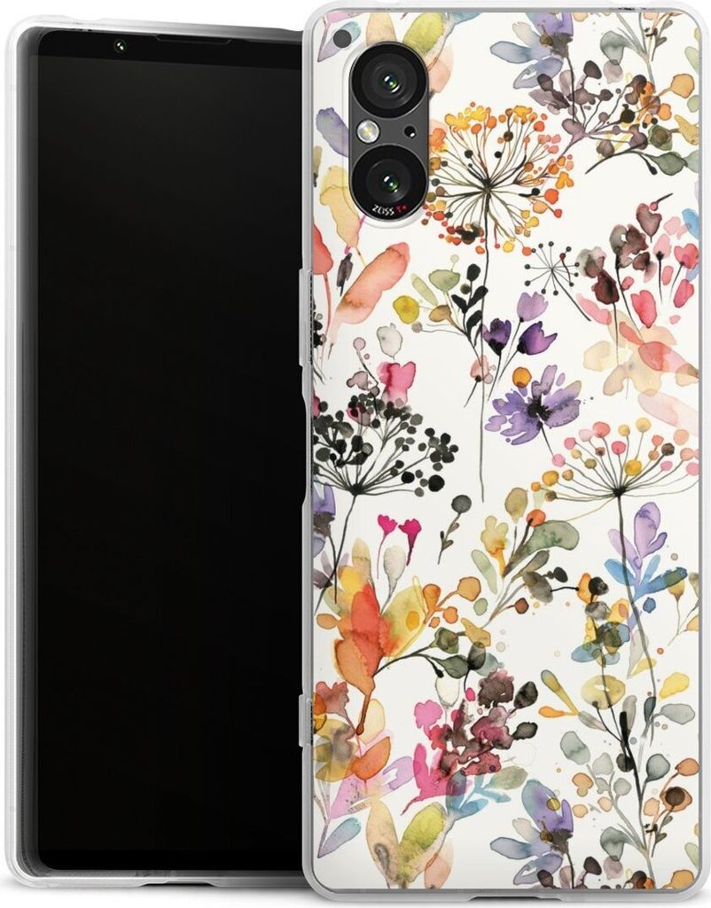 DeinDesign Handyhülle für Sony Xperia 5 V Silikon Hülle Case Smartphone Schutzhülle Blume Muster Pastell