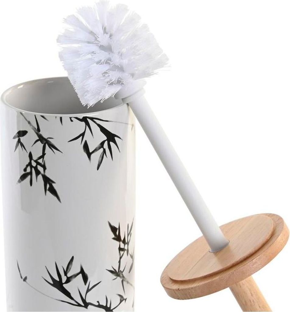 Toilettenbürste DKD Home Decor 10 x 10 x 38,5 cm Schwarz Metall Weiß Steingut