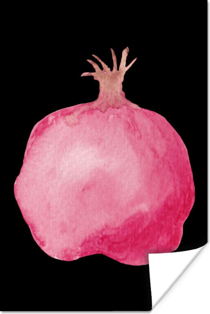 MuchoWow Poster Granatapfel - Aquarell - Schwarz 20x30 cm - Papierdruck