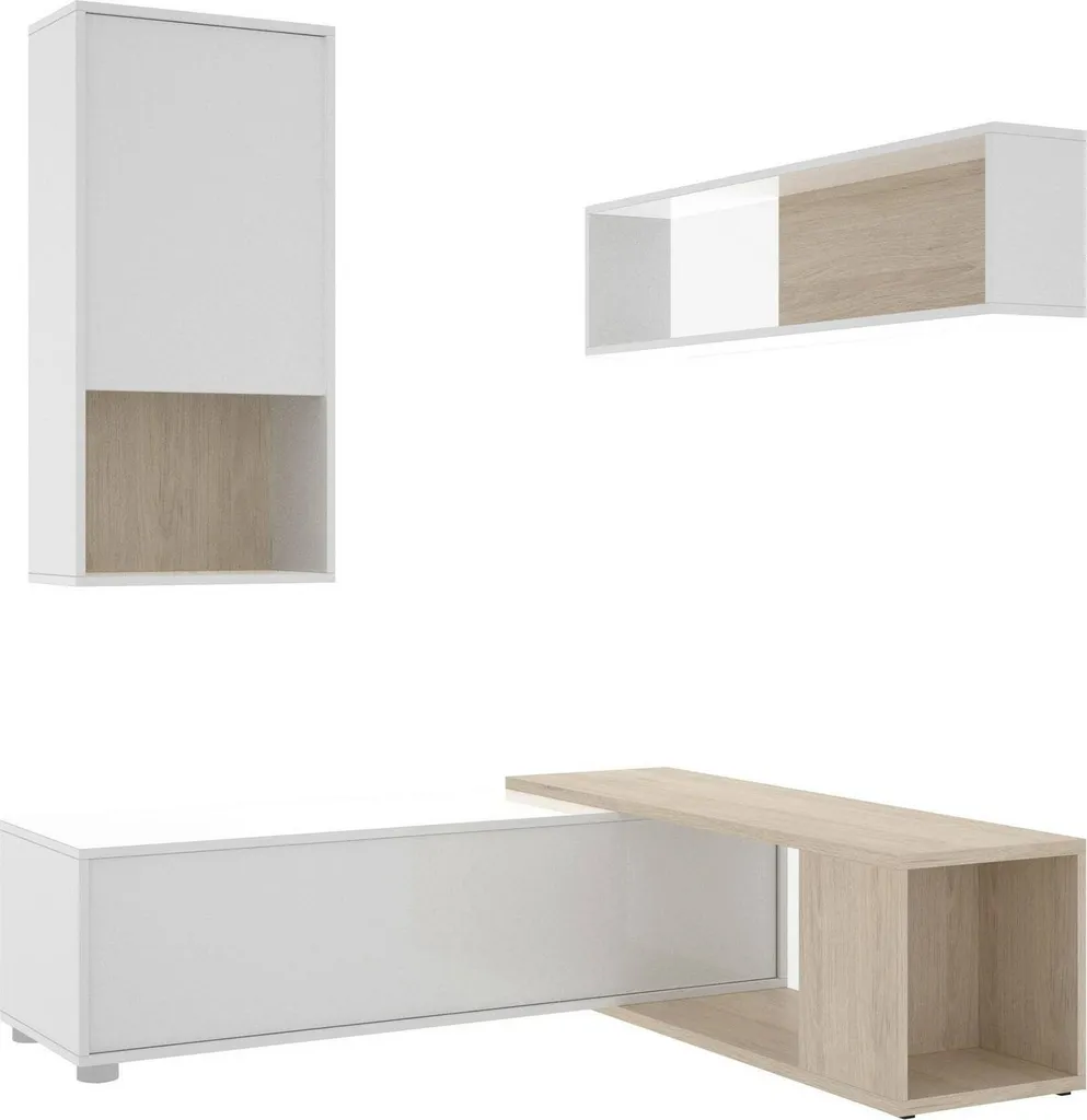Fortuna Meuble de Salon Blanc Brillant - Ensemble Mural Modulable Chic