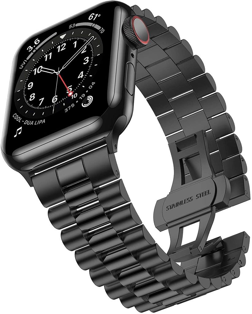 Strap-it Apple Watch 8 Presidential Stahlarmband (Schwarz)