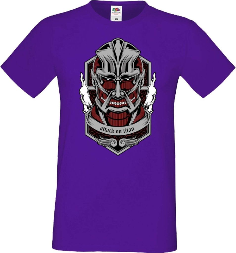 Herren T-Shirt Anime Manga Attack Anime On Titan 01 Beast Titans, Man 2XL / Lila
