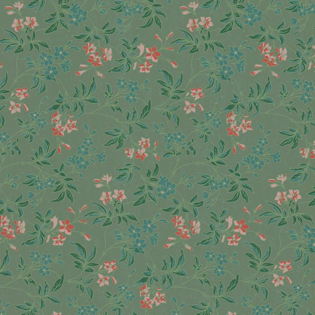 Profhome 390631-GU Blumen Tapete Floral matt grün orange rosa blau-grün 5,33 m2