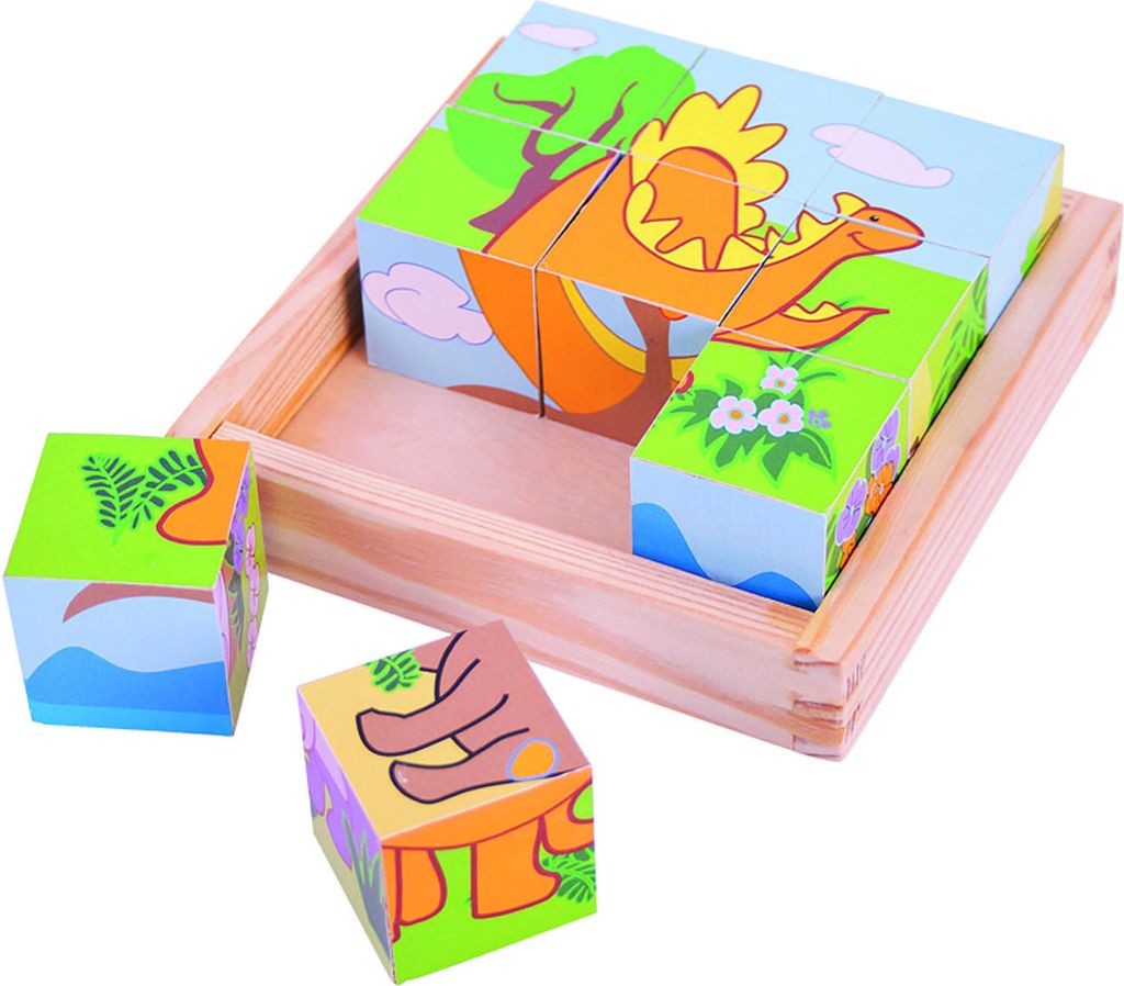 Bigjigs Toys Kostki obrazkowe Dinozaury 9 kostek Zdjęcie produktu 