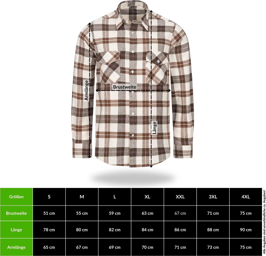 Klassisches Flanellhemd Holzfällerhemd - Kariertes Arbeitshemd Aus 100% Baumwolle