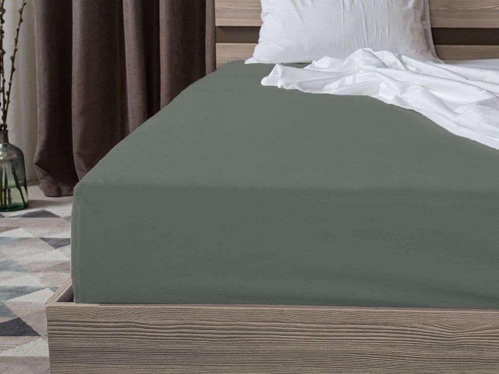 Prześcieradło jersey ciemnozielone 90 x 200 cm Zdjęcie produktu 