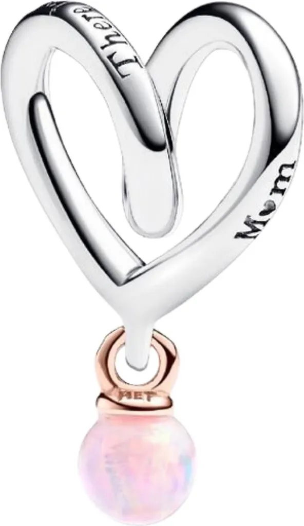 Pandora 783242C01 Charm Mamma Cuore Bicolore e Opale Rosa