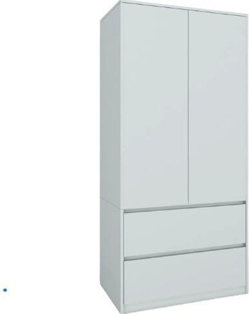 BDW Kleiderschrank mit Schubladen, Flurschrank 2 türig, Hellgrau