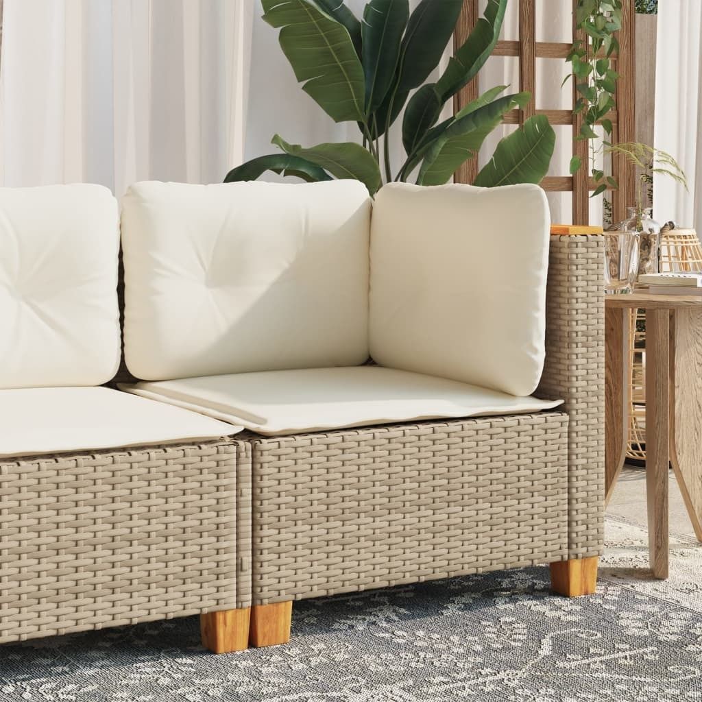 "im Angebot" Garten-Ecksofa mit Kissen Beige Poly Rattan - Loungesofa CC16838