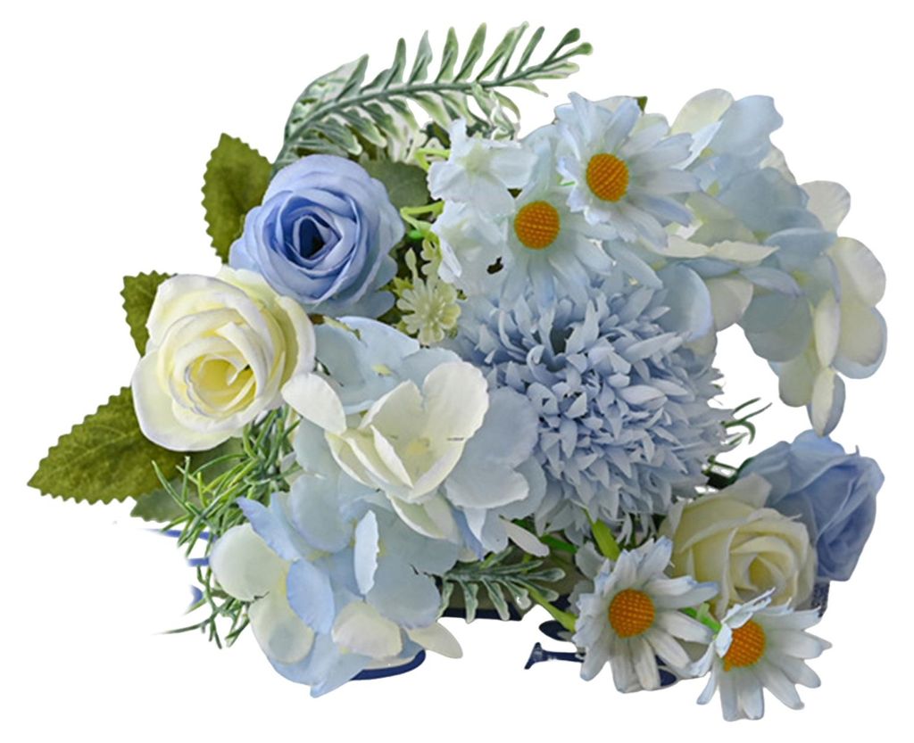 Künstlicher Rosenstrauß (1/5/6 Stück) mit 7 Zweigen, aus Seide, mit grünen Blättern, für Zuhause, Hochzeiten, Partys, Tischdekoration im Inne...