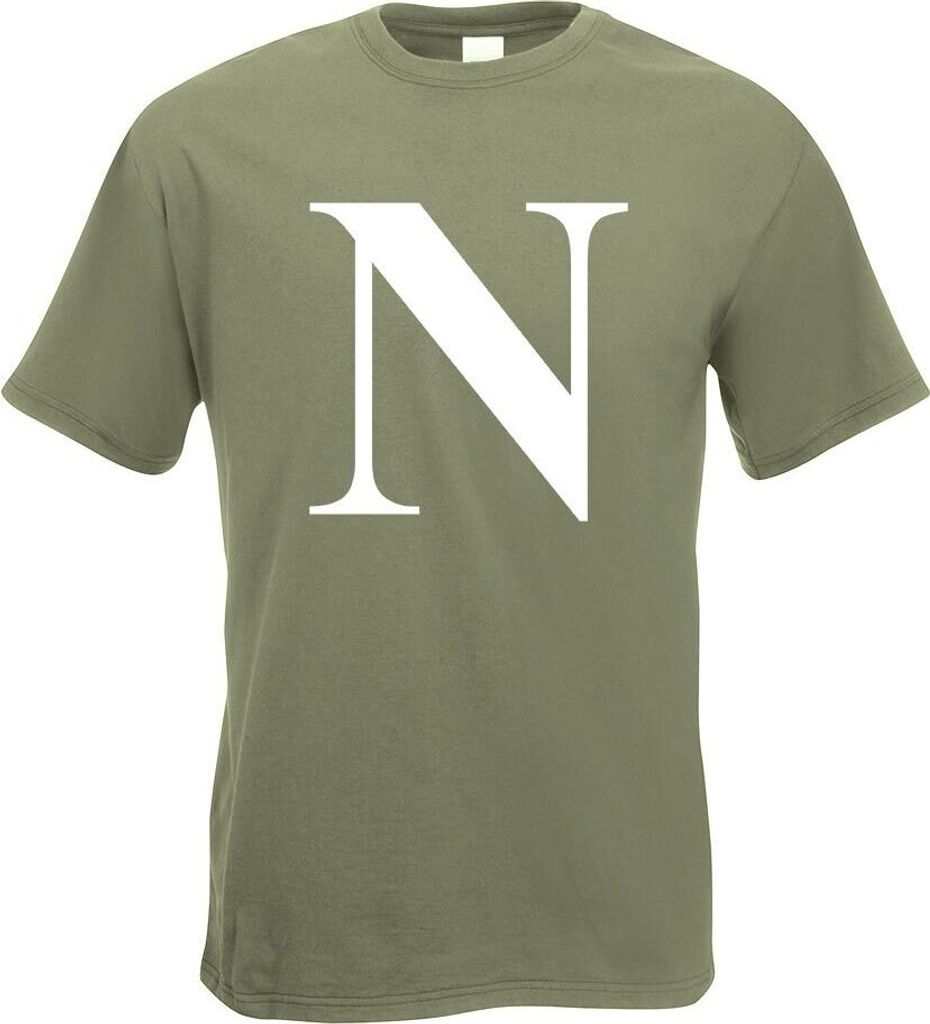 Kiwistar - T-Shirt - Olive - Buchstabe N - Alphabet Motiv Bedruckt Funshirt Design Print - mit Motiv Bedruckt - Funshirt Design - Sport - Freizeit ...