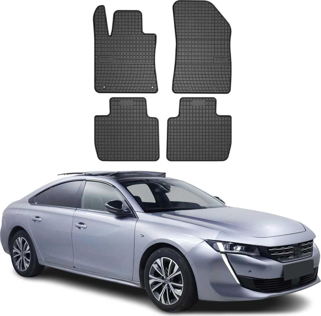 2018-2025 Peugeot 508 tappetini in gomma nero 4 pz Immagine del prodotto 