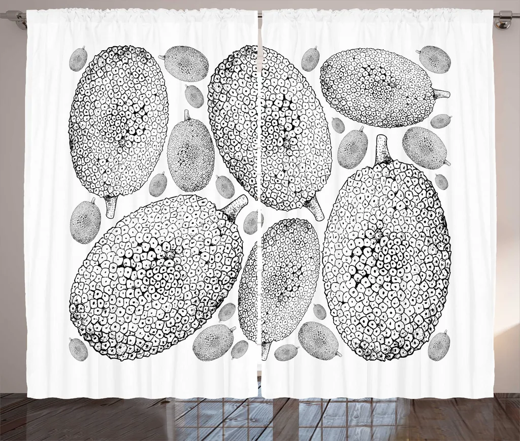 ABAKUHAUS Rideau Jackfruit 280x225 cm Gris Anthracite Fruits Exotiques