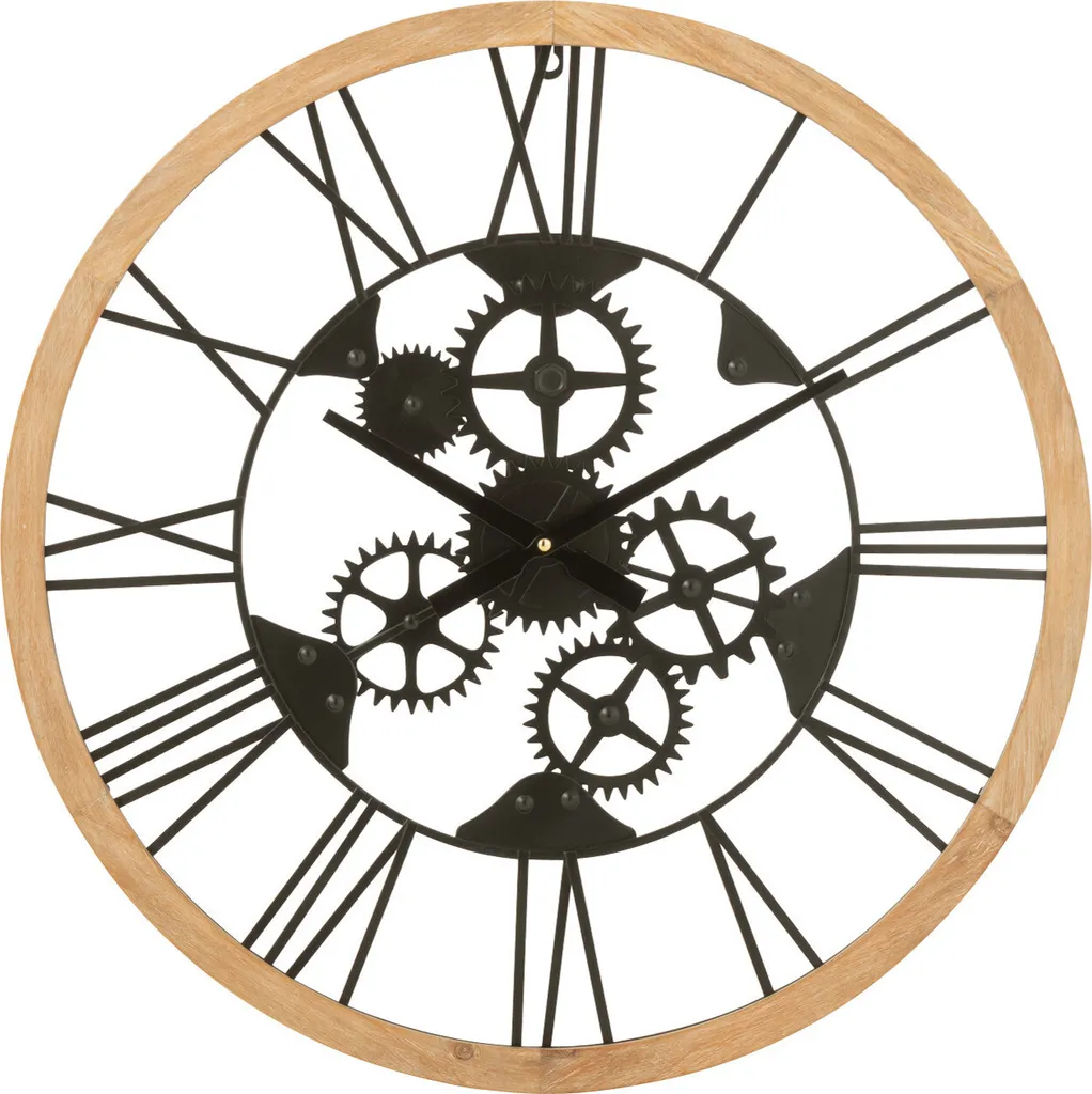 Horloge visages J-Line 69 cm métal noir : l'art pour vos murs vides