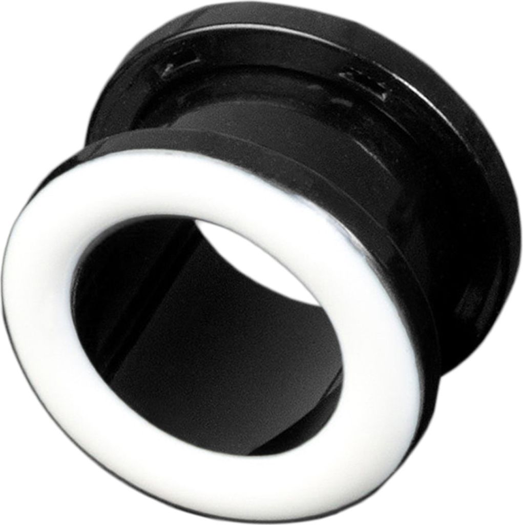 viva-adorno 1 Stück 5mm Flesh Tunnel Acryl Ohrpiercing Schwarz zum Schrauben farbiger Ring zweifarbig Größe 3 - 14mm Z428sw, weiß