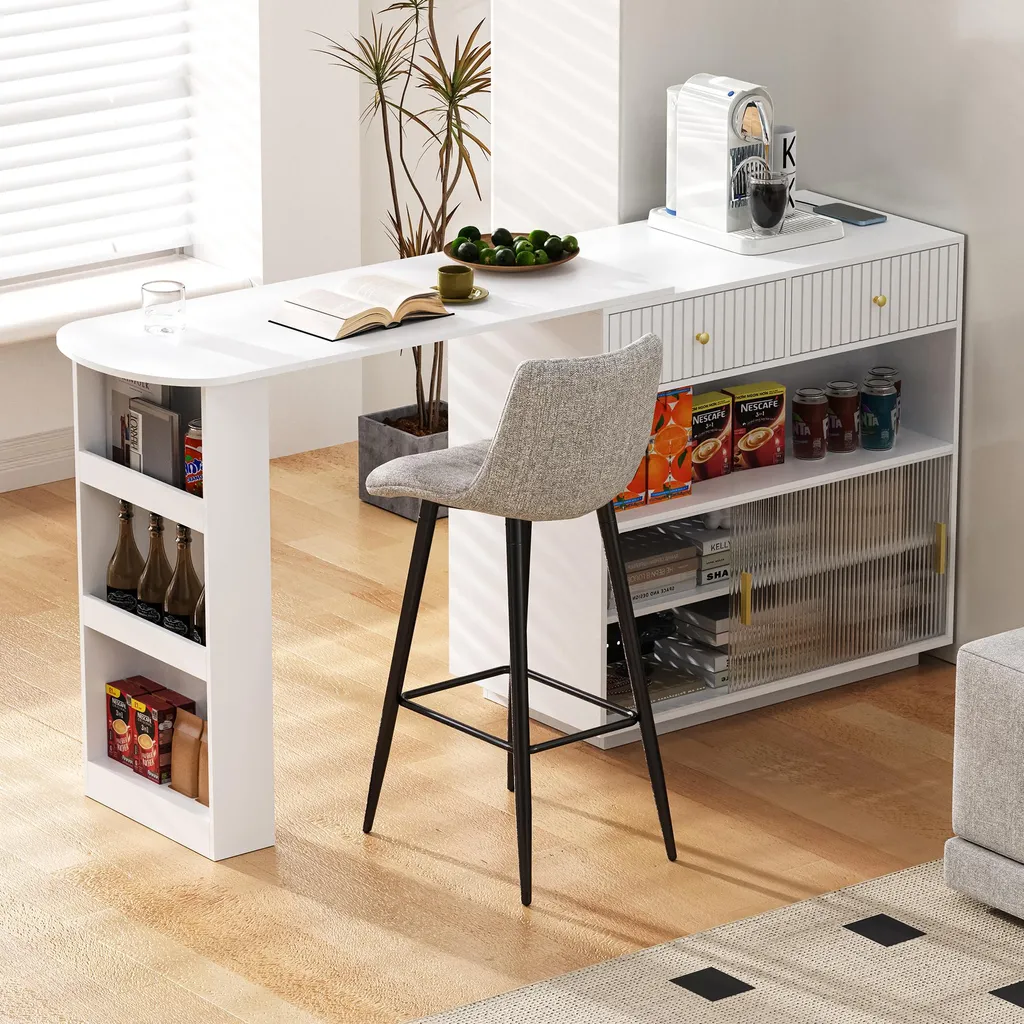 Table de Bar pour Petit Appartement - Modèle Pivotant avec Prises LED