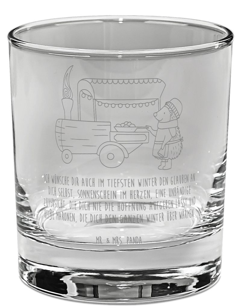 Mr. & Mrs. Panda Cocktailglas Igel Maronen - Transparent - Geschenk, Glas, Tumbler, Duft, Kastanien, Gin, Weihnachtsdeko, Trinkglas, Weihnachtsmarkt