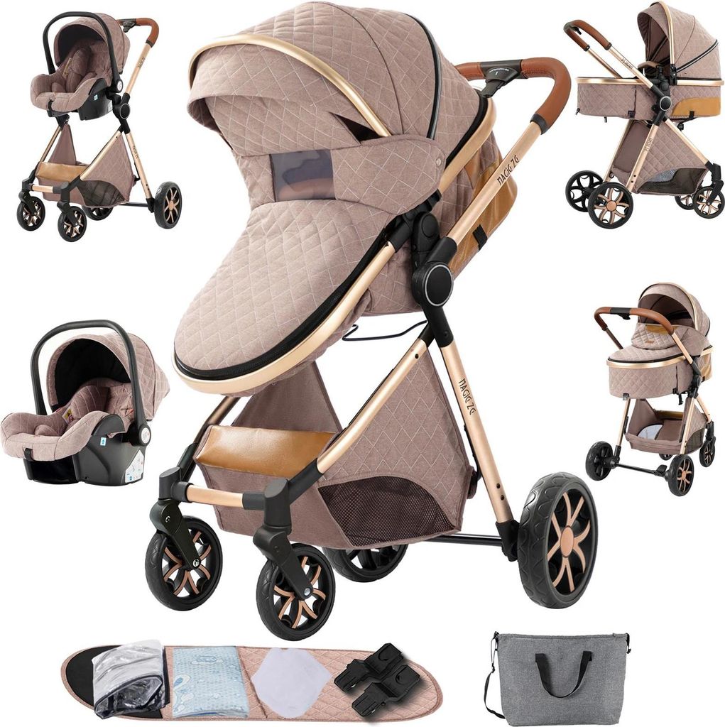 Babywagen, 3-in-1 Modi, leichtes Design, Sandbeige Produktbild 