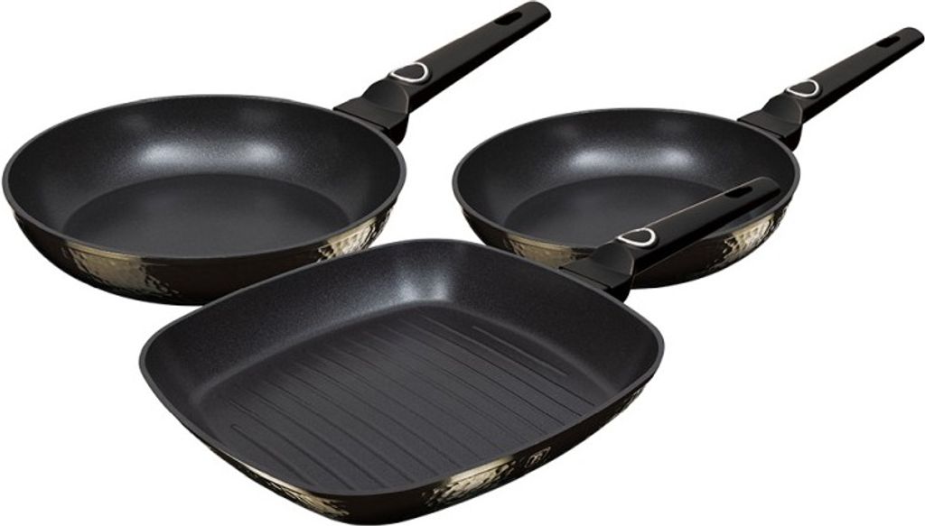 BERLINGERHAUS Bratpfanne mit Titanoberfläche 3er-Set Primal Gloss Collection Grill BH-6073