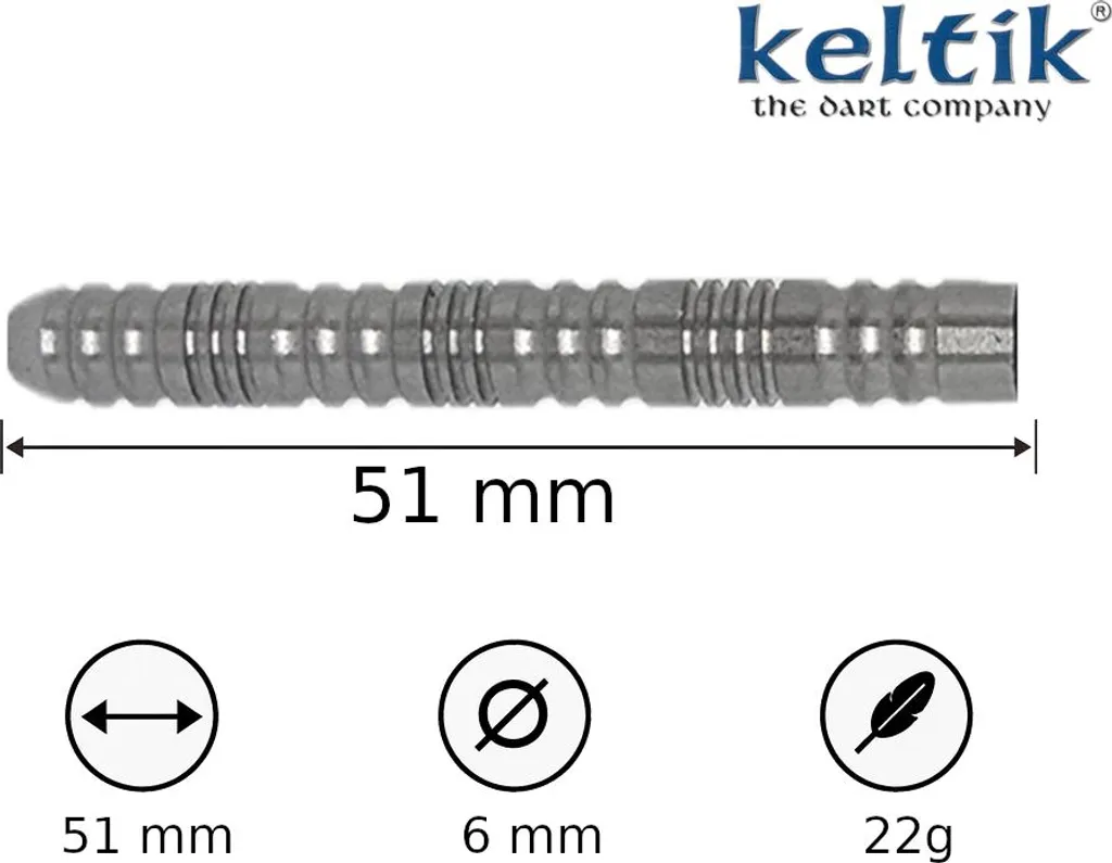Fléchettes Steeldart Keltik Corvin 22g Silver 90% Tungstène de Précision - 3