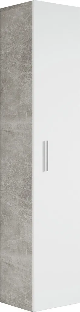 Meuble de rangement salle de bain Pluto 30 cm Béton gris et Blanc