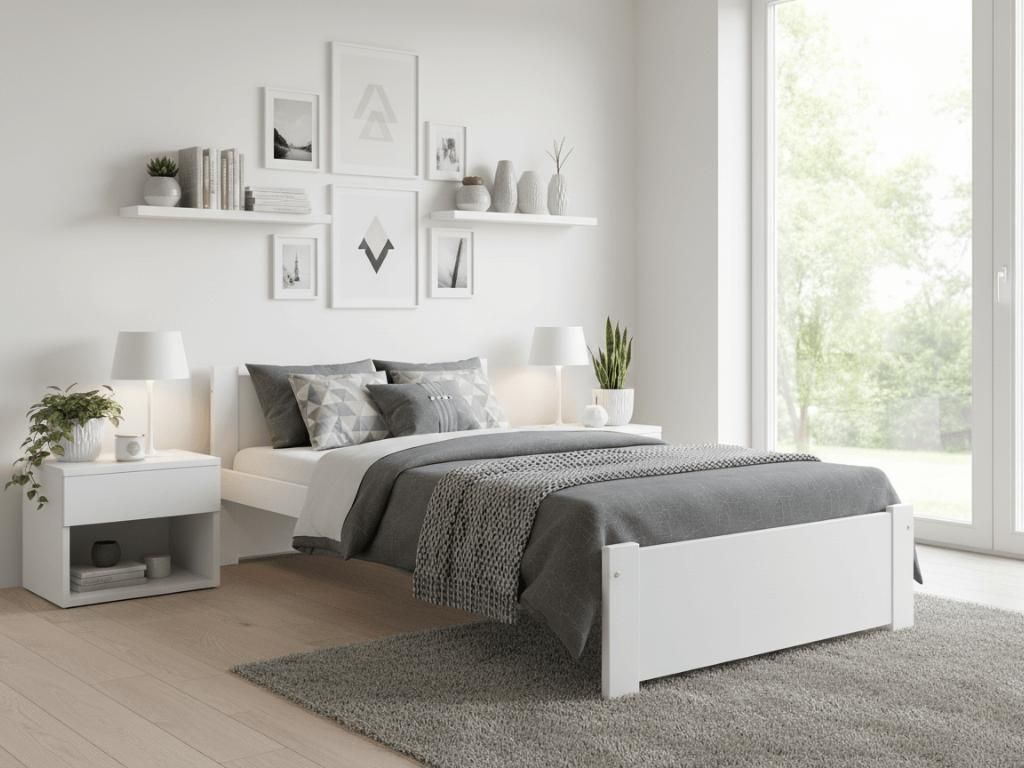 IKAROS Bett 90 x 200 cm, weiß. Matratze: ohne Matratze, Produktbild 