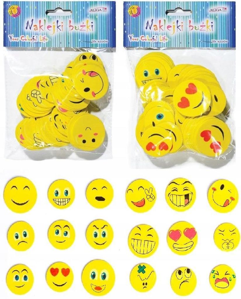 Schaumstoffaufkleber Smiley-Gesichter 48 Stück Aliga