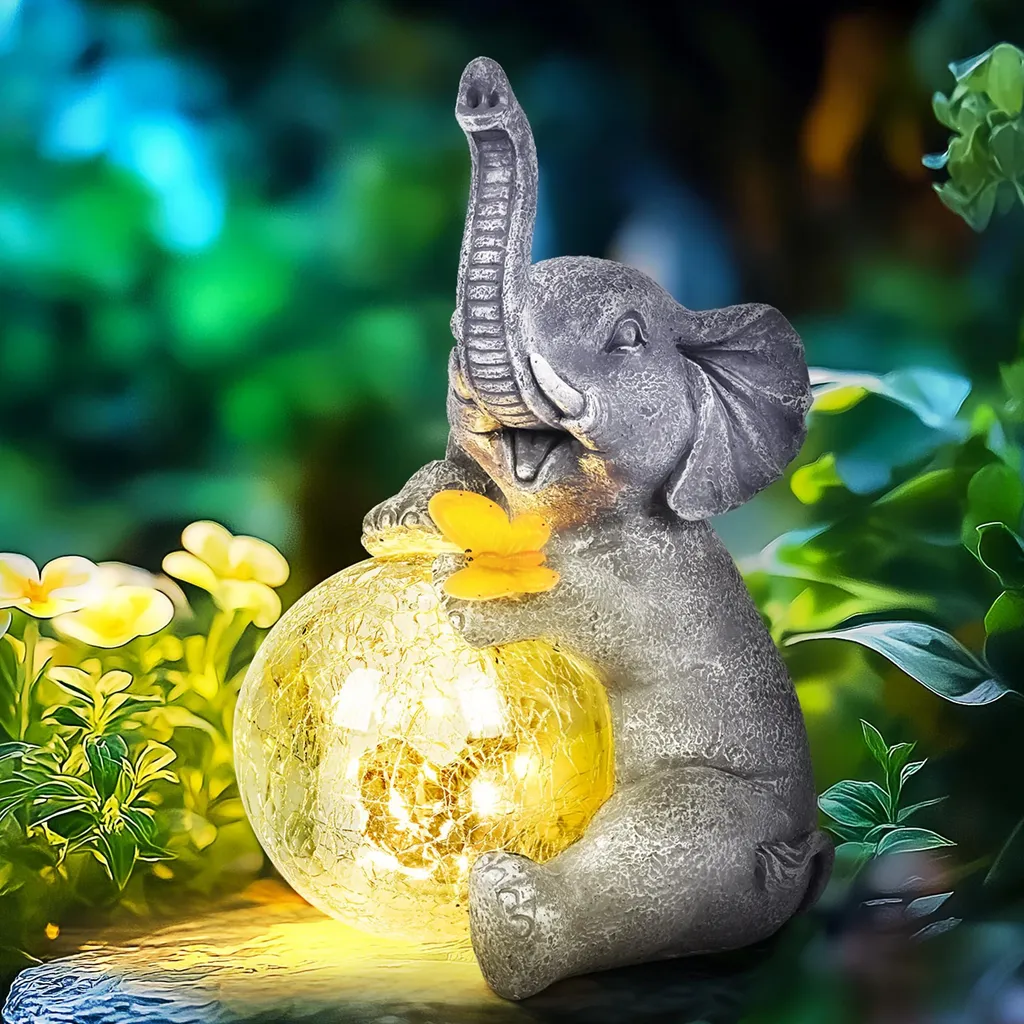 Cadeau idéal femme : éléphant de jardin solaire déco pour la terrasse