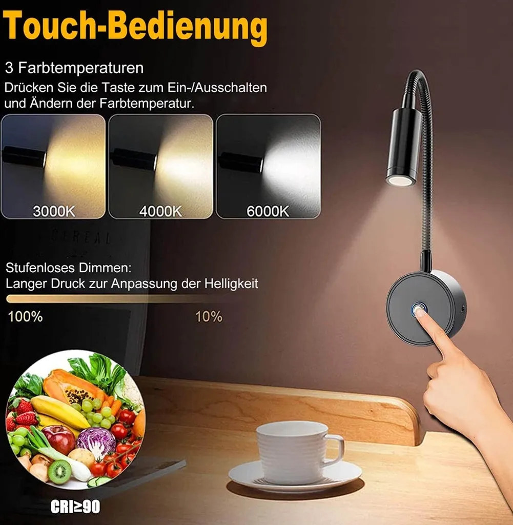 2 Lampade LED da Parete per Interni Camper - Luce Notte Touch con USB - 2
