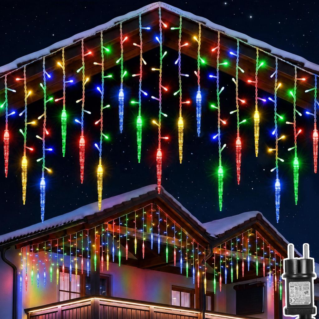 3,5 meter, 96 LED-ijspegellampjes, kleurrijke lichtgordijn, Productafbeelding 